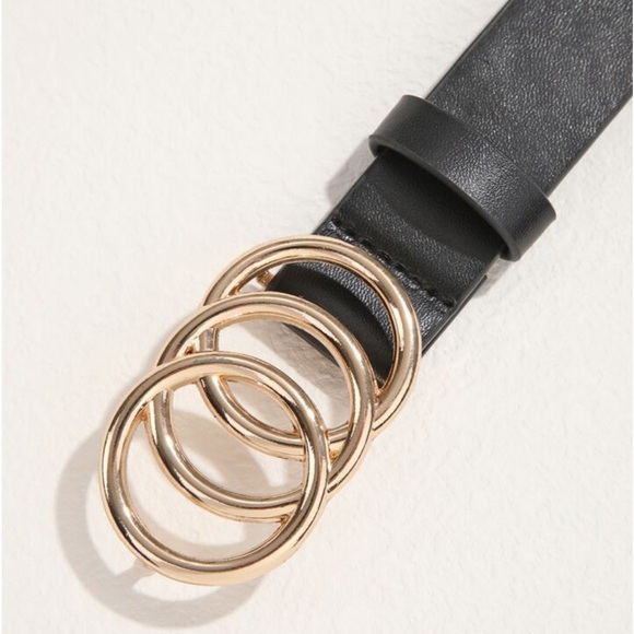NEW| Triple Ring PU Leather Buckle Belt - Picture 3 of 4